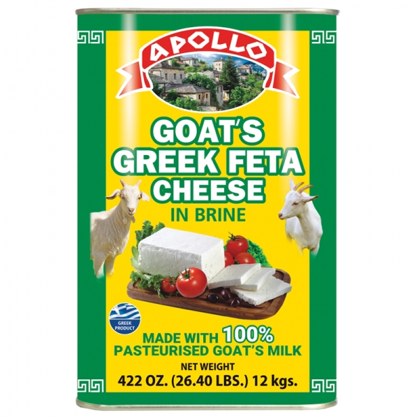 APOLLO GREEK FETA CHEESE, 100% GOAT’S  MILK, IN BRINE