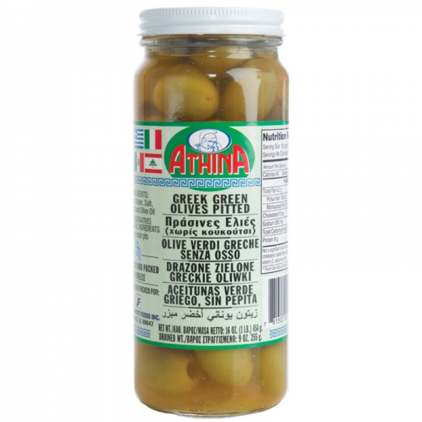 GREEK GREEN OLIVES PITTED, MAMMOTH