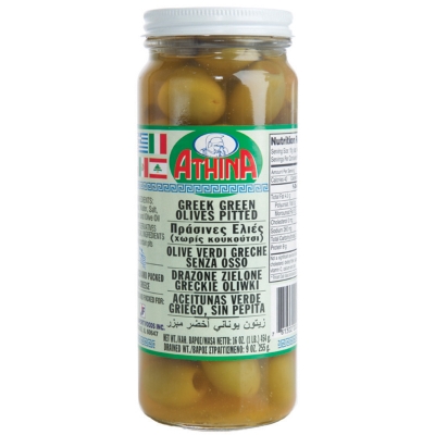 GREEK GREEN OLIVES PITTED, MAMMOTH