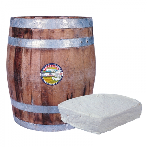 APOLLO GREEK FETA CHEESE IN WOOD BARREL, 100% SHEEP’S MILK, IN BRINE